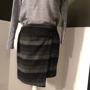 Tulle Faux Wrap Gray/Black Mini Skirt Size M NWT